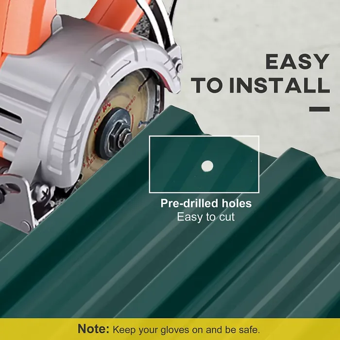 Outsunny Pack of 12 Metal Roofing Sheets for Greenhouse, Green