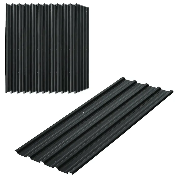 Outsunny Pack of 12 Metal Roofing Sheets for Greenhouse, Dark Grey