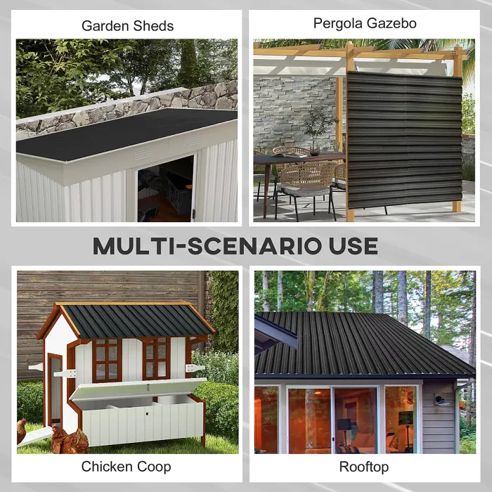 Outsunny Pack of 12 Metal Roofing Sheets for Greenhouse, Dark Grey