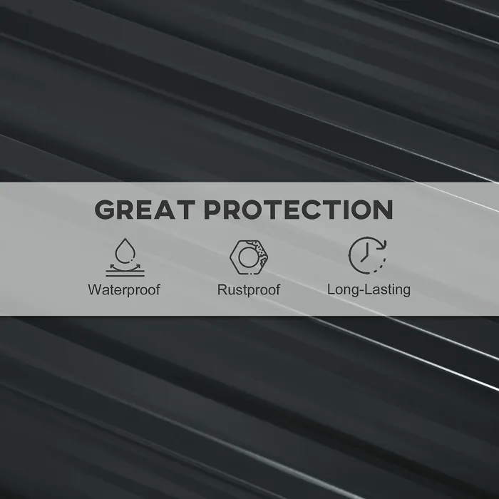 Outsunny Pack of 12 Metal Roofing Sheets for Greenhouse, Dark Grey