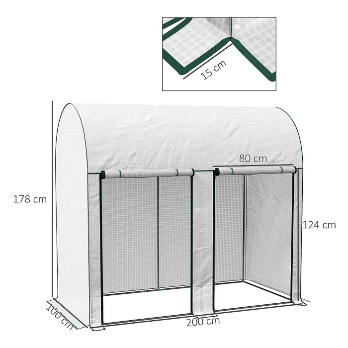Outsunny 200 x 100 x 178cm Small Tomato Greenhouse with Roll-up Zipped Doors