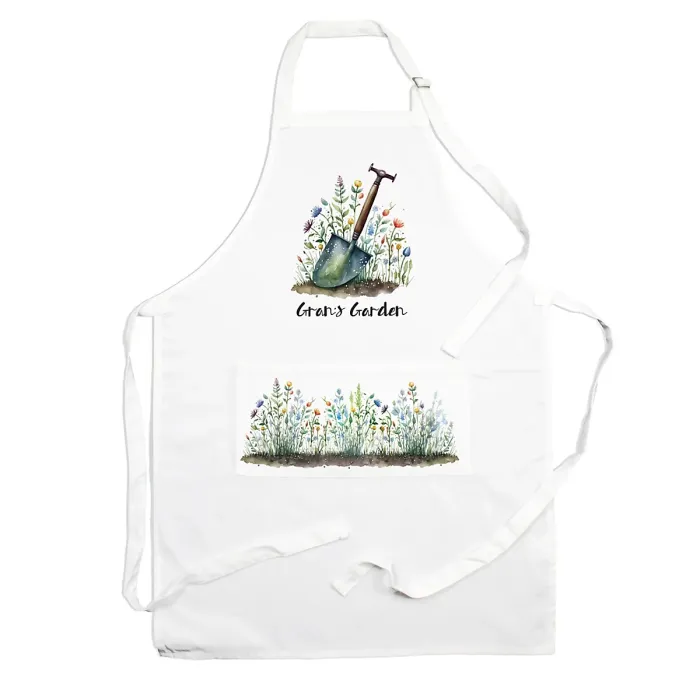Purely Home Grans Apron - Gardening Gift Apron - Adjustable Ties/Pocket Present for Gran