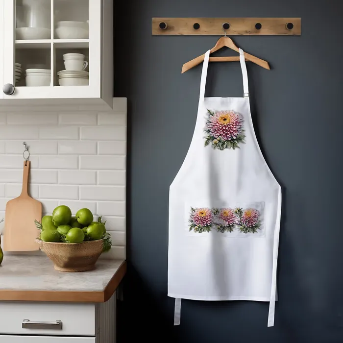 Purely Home Garden Flowers Chrysanthemum Apron - Floral Gifts for Her - Cooking & Baking