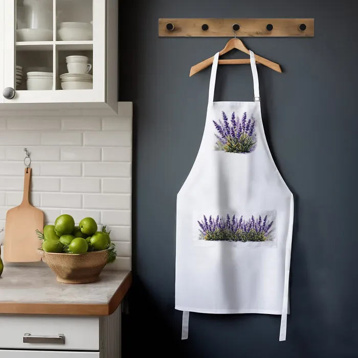Purely Home Garden Flowers Lavender Apron - Floral Gifts for Her - Cooking & Baking