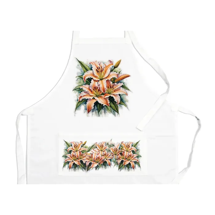 Purely Home Garden Flowers Lillies Apron - Floral Gifts for Her - Cooking & Baking