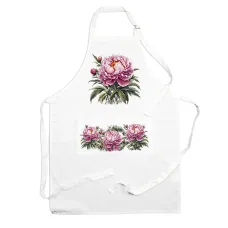 Purely Home Garden Flowers Peonies Apron - Floral Gifts for Her - Cooking & Baking