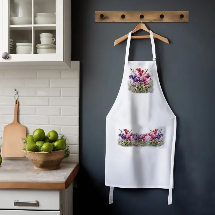 Purely Home Garden Flowers Sweet Peas Apron - Floral Gifts for Her - Cooking & Baking