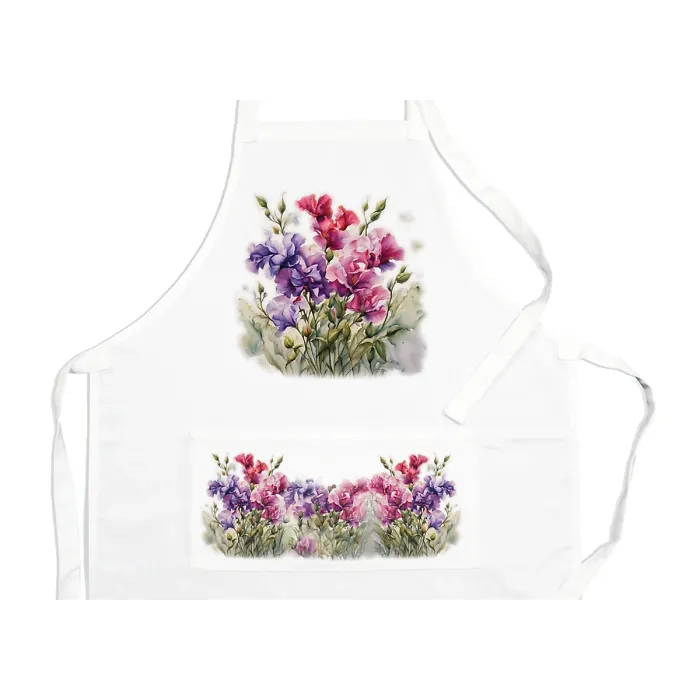 Purely Home Garden Flowers Sweet Peas Apron - Floral Gifts for Her - Cooking & Baking