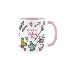 Great Nans Gardening Mug - Gardening Accessories & Tools Presents - White & Pink Coffee/Tea Gift for Gardeners 11oz