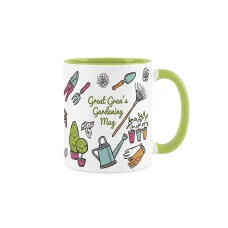 Great Grans Gardening Mug - Gardening Accessories & Tools Presents - White & Light Green Coffee/Tea Gift for Gardeners 11oz