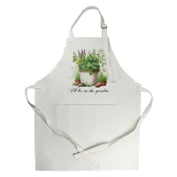 I'll be in the Garden Apron - Plant Pots Gardening Gifts - Adjustable Neck/Waist Ties Cooking & Baking/Gardening Apron