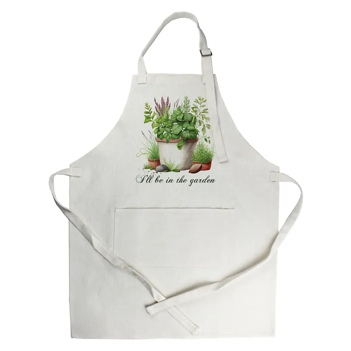 I'll be in the Garden Apron - Plant Pots Gardening Gifts - Adjustable Neck/Waist Ties Cooking & Baking/Gardening Apron