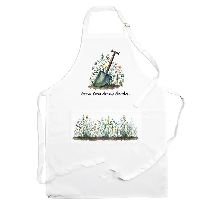 Great Grandmas Garden Apron - Gardening Apron with Adjustable Neck and Waist Ties - Large Front Pocket Womens Gifts for Her