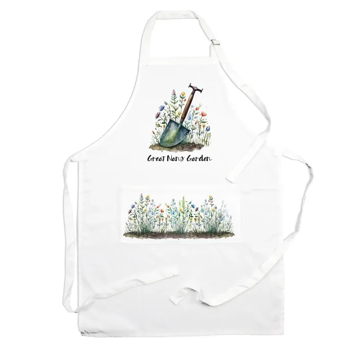 Great Nans Garden Apron - Gardening Apron with Adjustable Neck and Waist Ties - Large Front Pocket Womens Gifts for Her