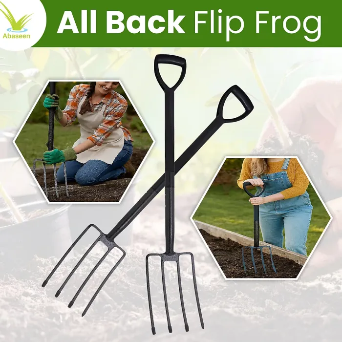 4 Prong Garden Fork Carbon Steel Head with Long Handle Gardening Tool