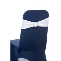 White Spandex Chair Band with Slider Buckle Stretchy Chair Band Sash, 1pc