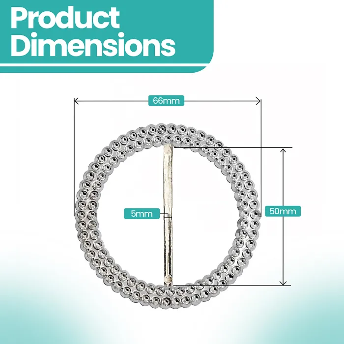 Round Silver Slider Buckle with Sparkling Rhinestone for Chair Band, Arts & Crafts