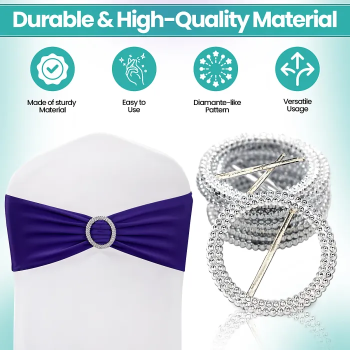 Round Silver Slider Buckle with Sparkling Rhinestone for Chair Band, Arts & Crafts