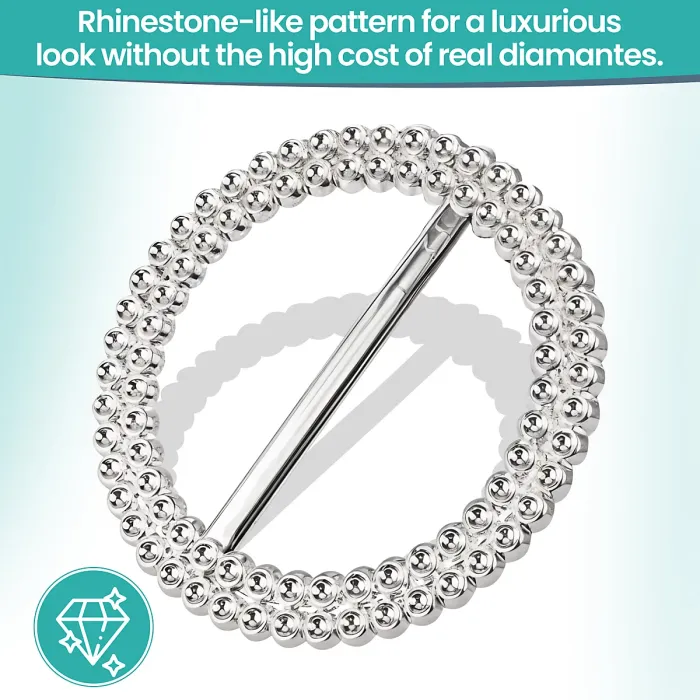 Round Silver Slider Buckle with Sparkling Rhinestone for Chair Band, Arts & Crafts