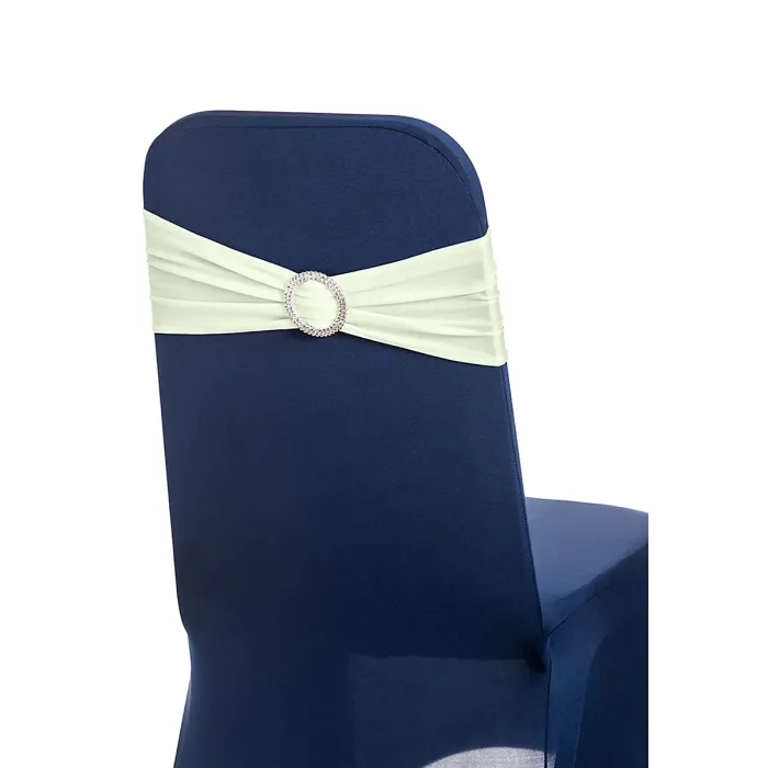 Ivory Spandex Chair Band with Slider Buckle Stretchy Chair Band Sash, 1pc