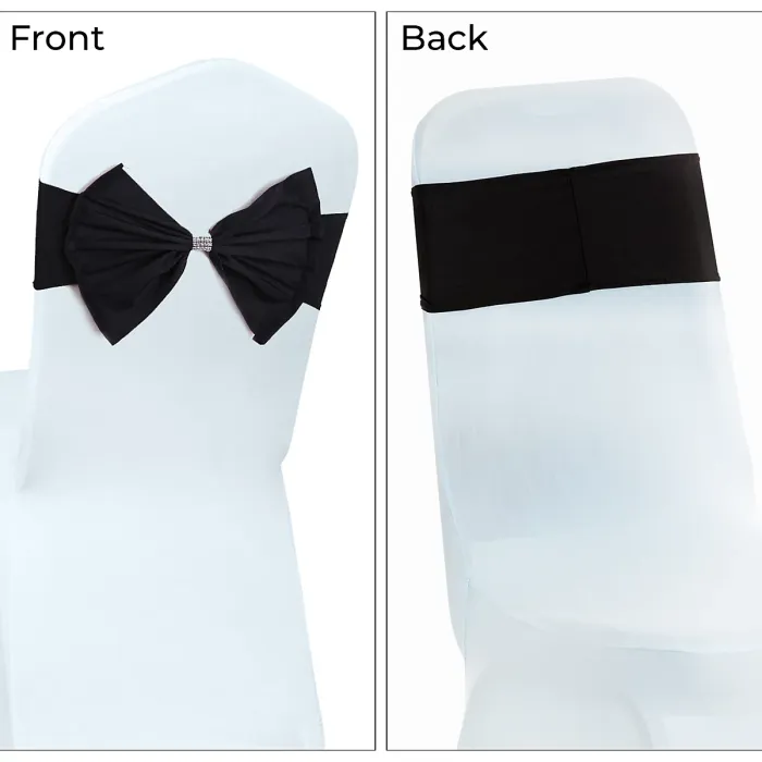 Wider Chair Bows Sash Band with Slider Buckle, Black, 1pc