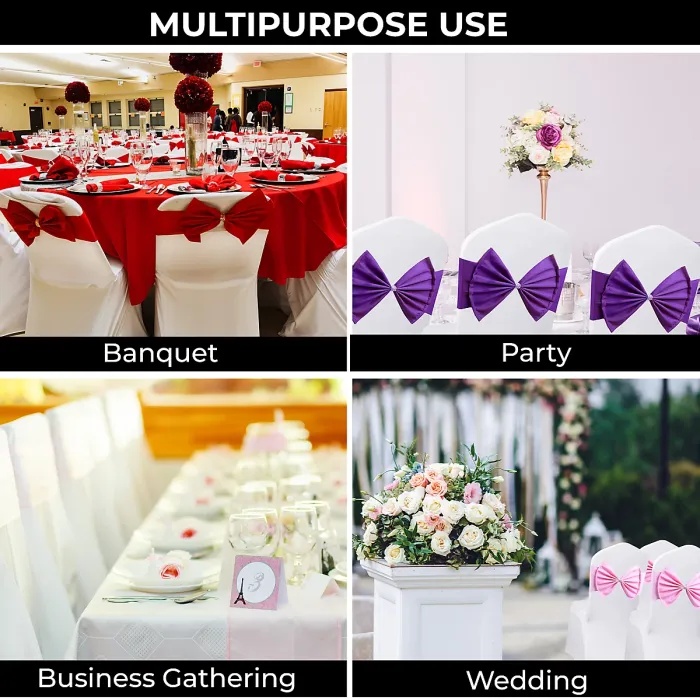 Wider Chair Bows Sash Band with Slider Buckle, Black, 1pc