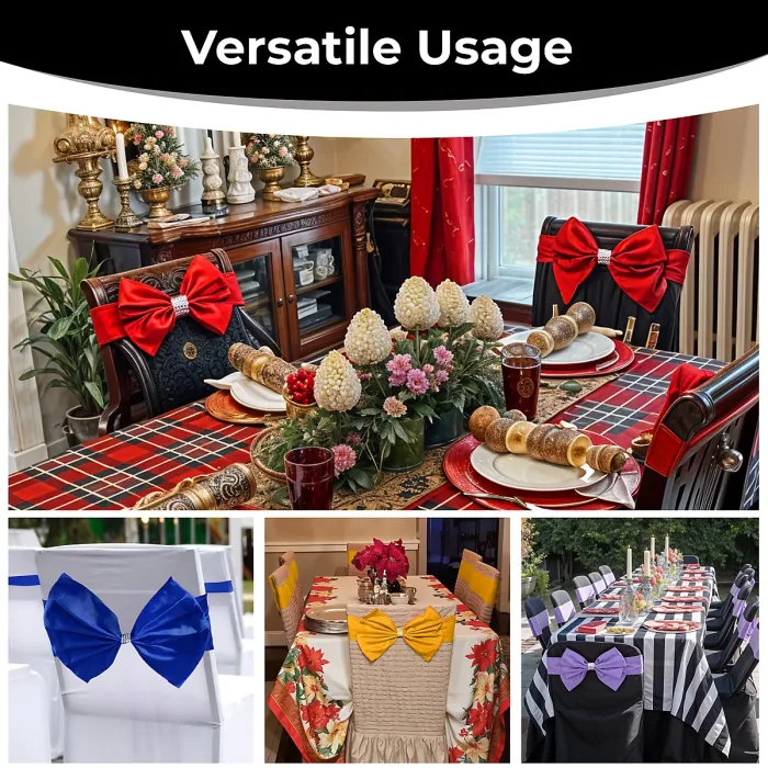 Wider Chair Bows Sash Band with Slider Buckle, Black, 1pc