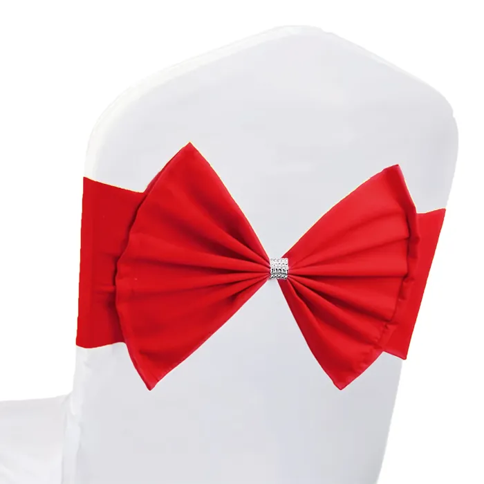 Wider Chair Bows Sash Band with Slider Buckle, Red, 1pc