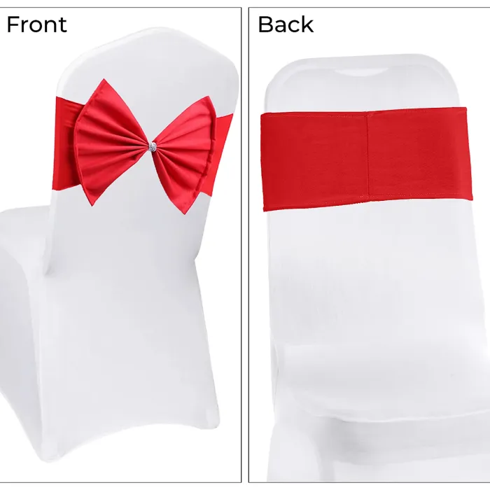 Wider Chair Bows Sash Band with Slider Buckle, Red, 1pc
