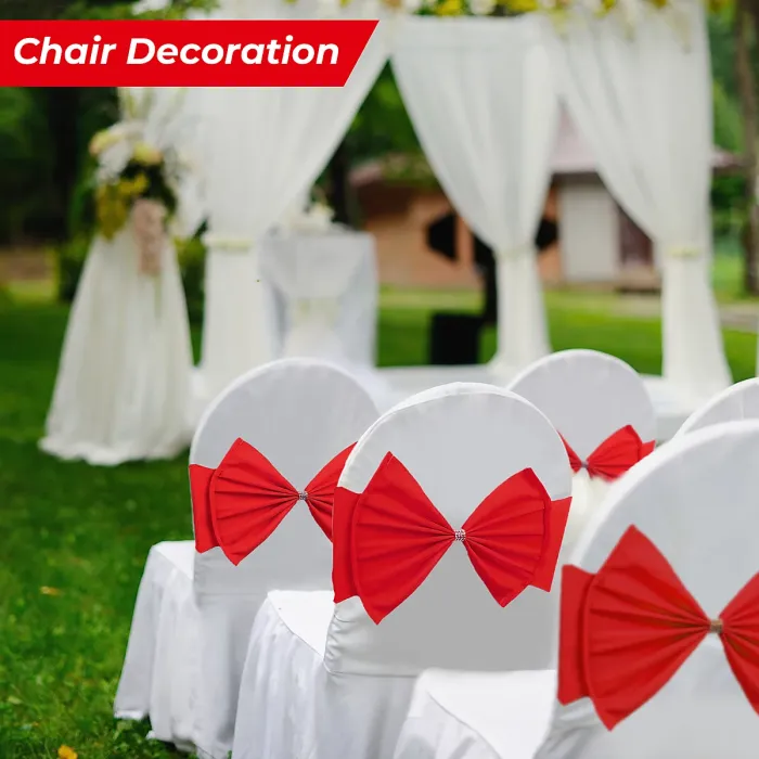 Wider Chair Bows Sash Band with Slider Buckle, Red, 1pc