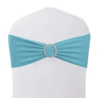 Baby Blue Spandex Chair Band with Slider Buckle Stretchy Chair Band Sash, 1pc