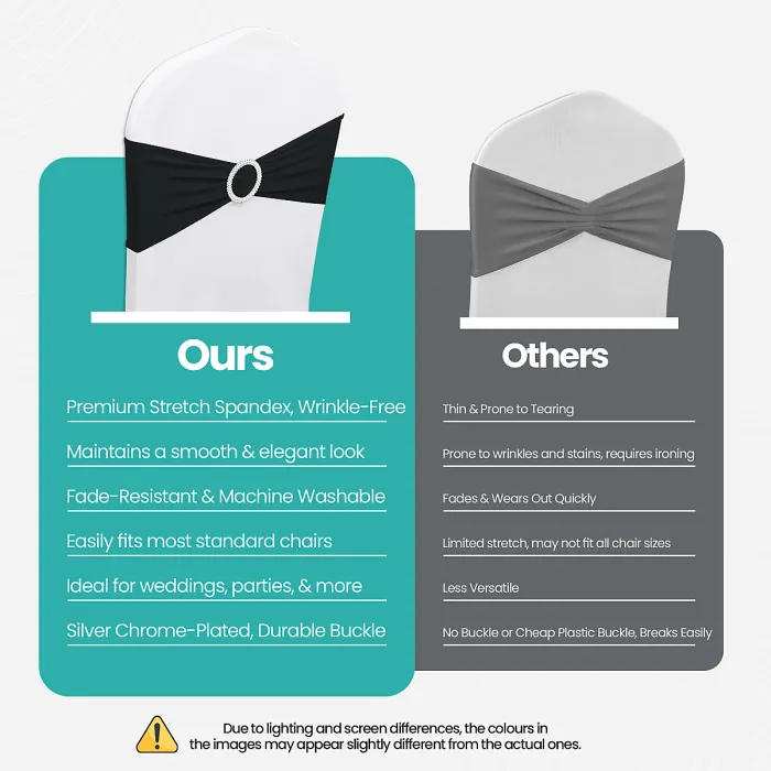 Black Spandex Chair Band with Slider Buckle Stretchy Chair Band Sash, 1pc