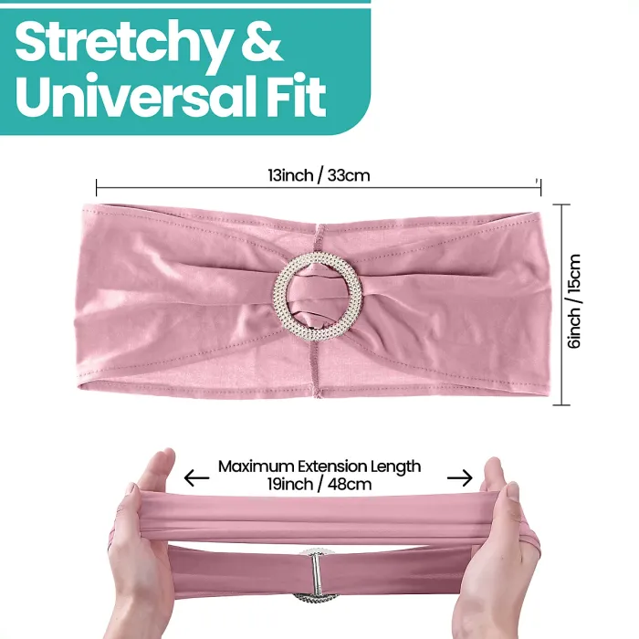 Baby Pink Spandex Chair Band with Slider Buckle Stretchy Chair Band Sash, 1pc