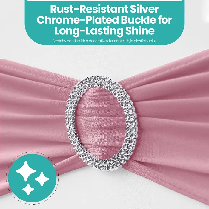 Baby Pink Spandex Chair Band with Slider Buckle Stretchy Chair Band Sash, 1pc