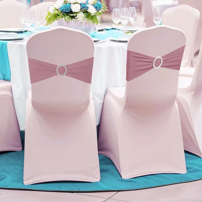 Baby Pink Spandex Chair Band with Slider Buckle Stretchy Chair Band Sash, 1pc