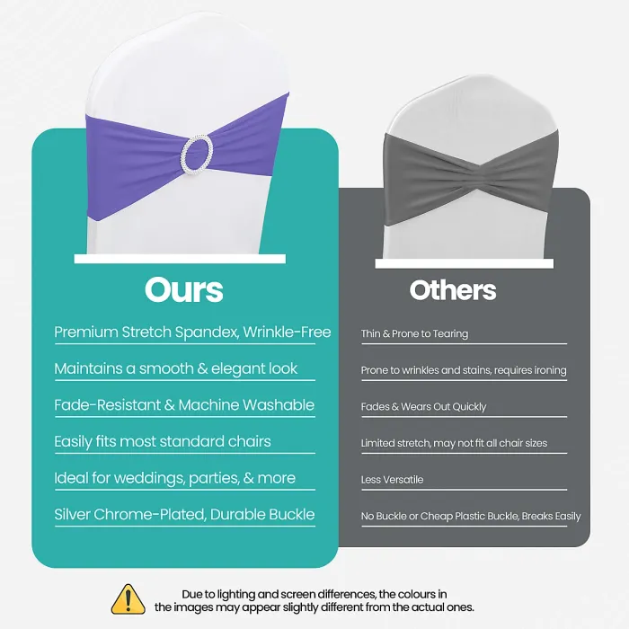 Lavender Spandex Chair Band with Slider Buckle Stretchy Chair Band Sash, 1pc