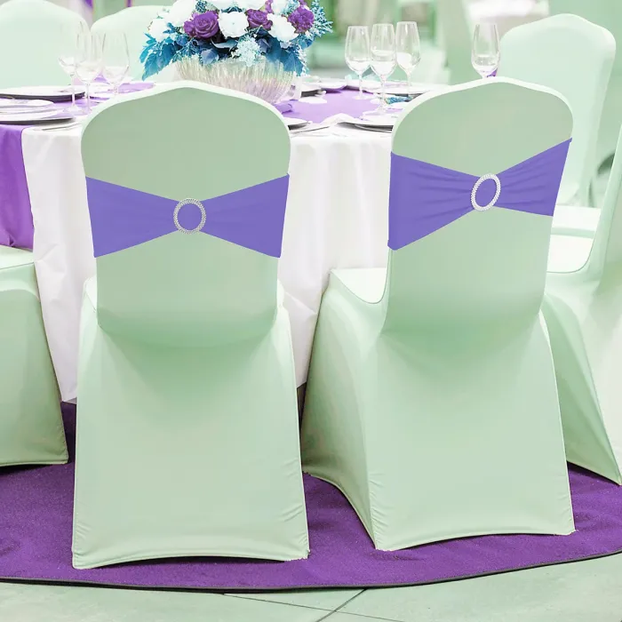 Lavender Spandex Chair Band with Slider Buckle Stretchy Chair Band Sash, 1pc