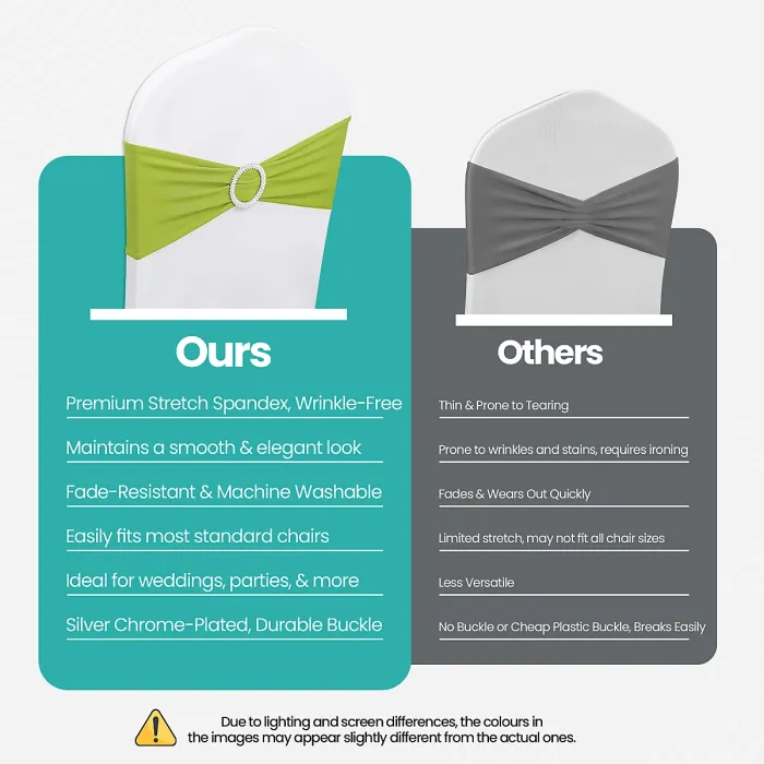 Olive Green Spandex Chair Band with Slider Buckle Stretchy Chair Band Sash, 1pc