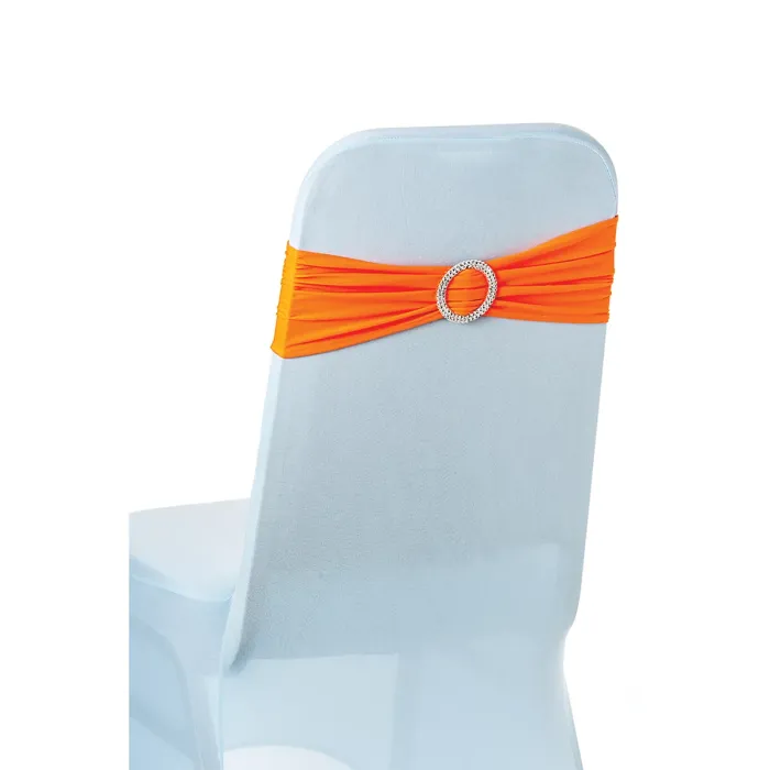 Orange Spandex Chair Band with Slider Buckle Stretchy Chair Band Sash, 1pc