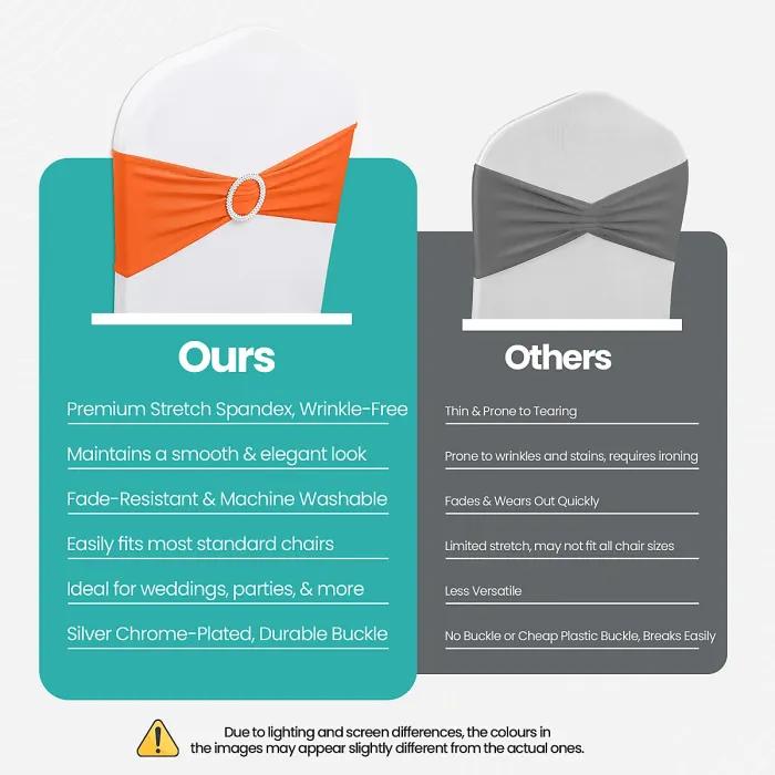 Orange Spandex Chair Band with Slider Buckle Stretchy Chair Band Sash, 1pc