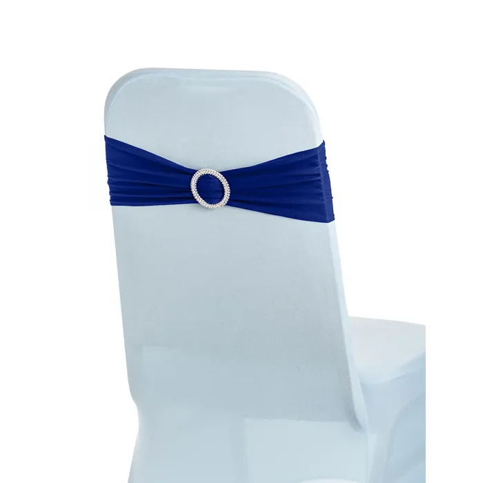 Royal Blue Spandex Chair Band with Slider Buckle Stretchy Chair Band Sash, 1pc