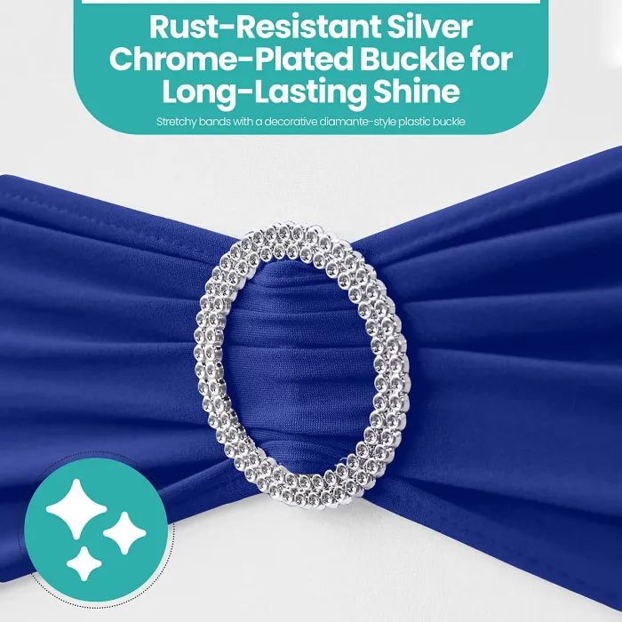 Royal Blue Spandex Chair Band with Slider Buckle Stretchy Chair Band Sash, 1pc