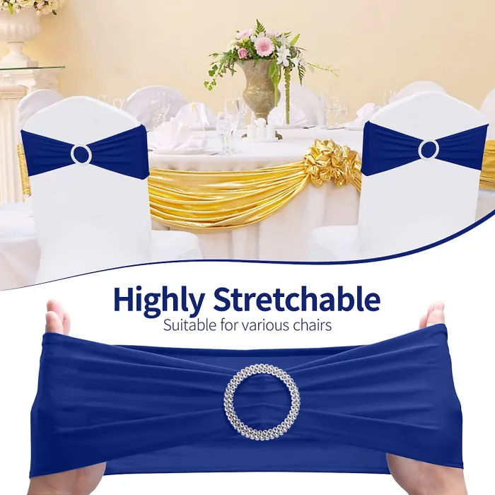 Royal Blue Spandex Chair Band with Slider Buckle Stretchy Chair Band Sash, 1pc
