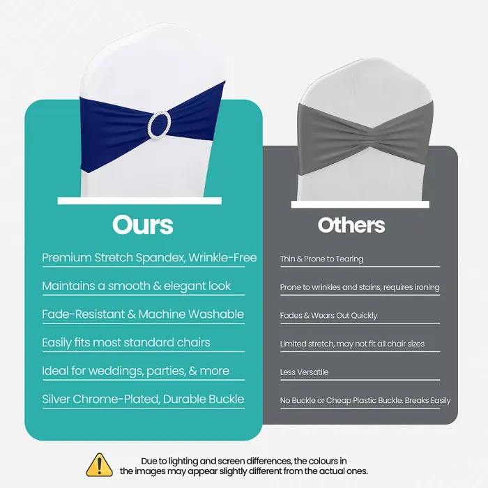 Royal Blue Spandex Chair Band with Slider Buckle Stretchy Chair Band Sash, 1pc