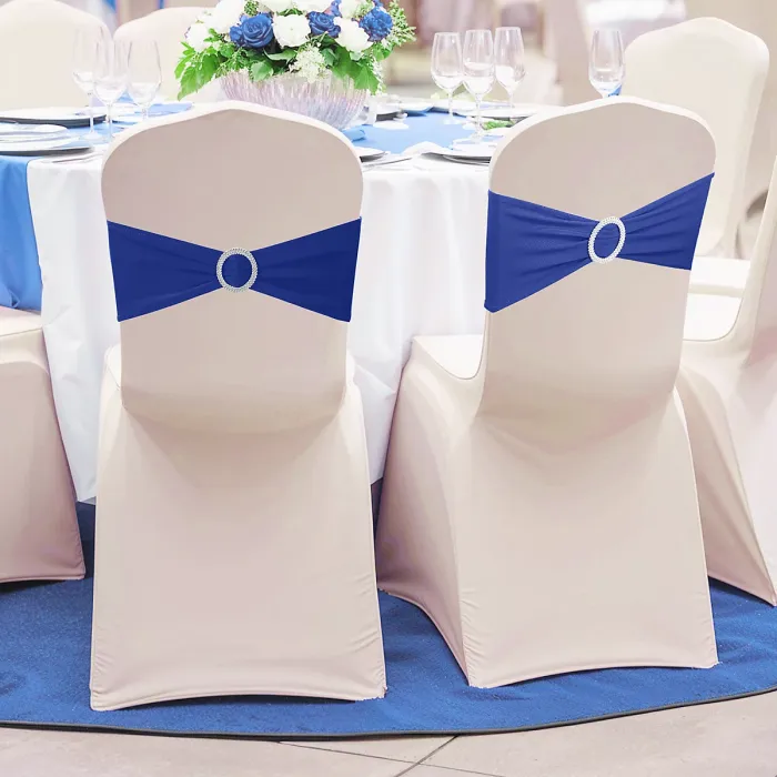 Royal Blue Spandex Chair Band with Slider Buckle Stretchy Chair Band Sash, 1pc