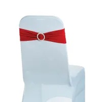 Red Spandex Chair Band with Slider Buckle Stretchy Chair Band Sash, 1pc