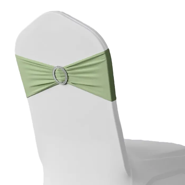 Sage Green Spandex Chair Band with Slider Buckle Stretchy Chair Band Sash, 1pc