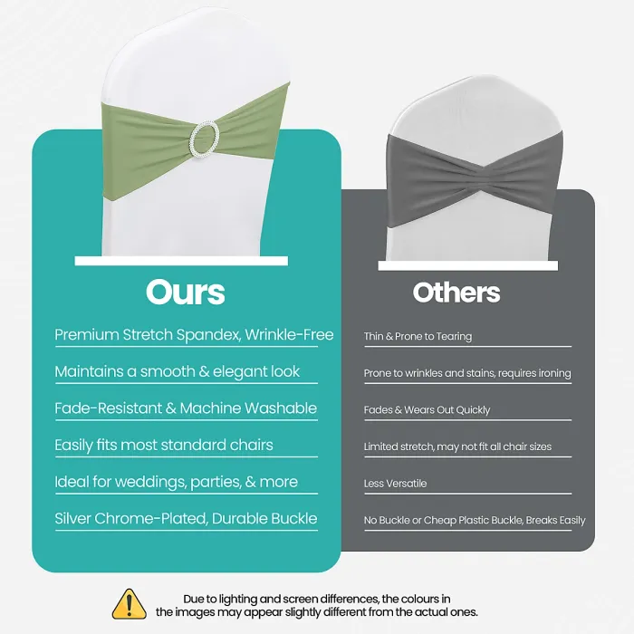 Sage Green Spandex Chair Band with Slider Buckle Stretchy Chair Band Sash, 1pc