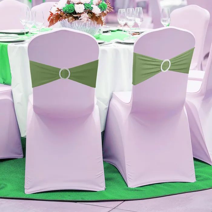 Sage Green Spandex Chair Band with Slider Buckle Stretchy Chair Band Sash, 1pc