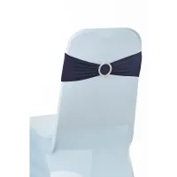 Navy Blue Spandex Chair Band with Slider Buckle Stretchy Chair Band Sash, 1pc